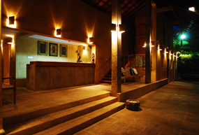 jetwing ayurveda pavilions entrance at night