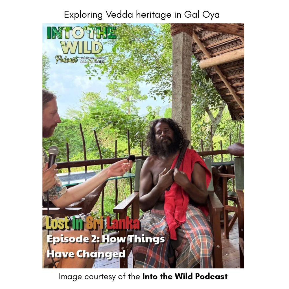 Ryan Dalton speaking with a member of the Vedda community near Gal Oya for Into the Wild: Lost in Sri Lanka